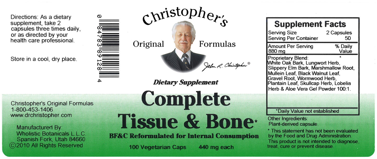 Christopher's Original Formulas Complete Tissue and Bone Formula Capsules, 100 Capsules
