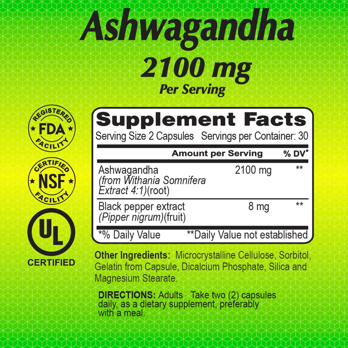ALFA VITAMINS Ashwagandha Vitamin Supplement Capsule, 60 Count
