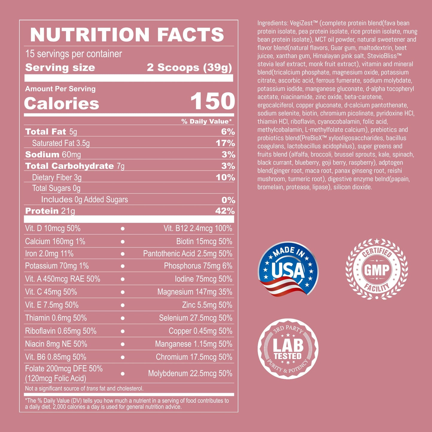UpNourish Strawberry Banana Vegan Protein Powder 22.24 oz