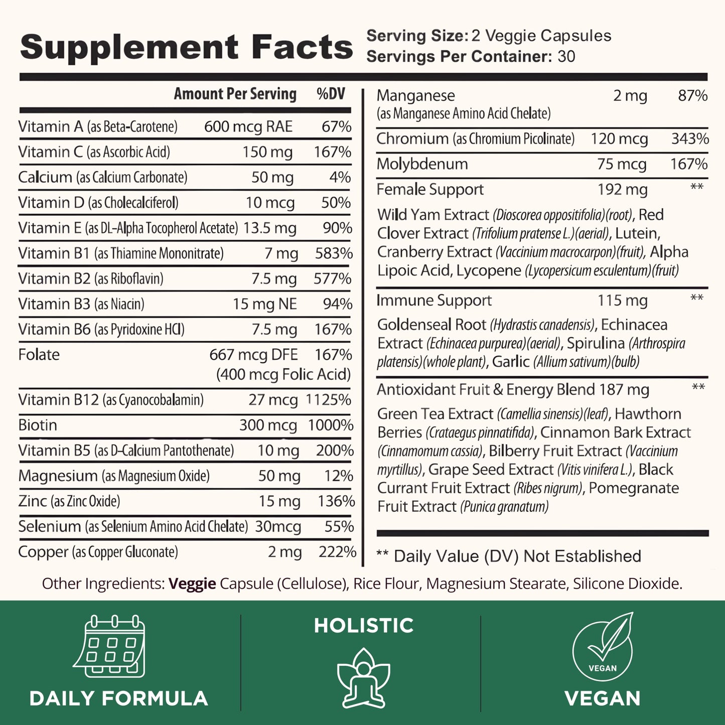 TODICAMP Women's Wellness Formula Capsules, 60 Count