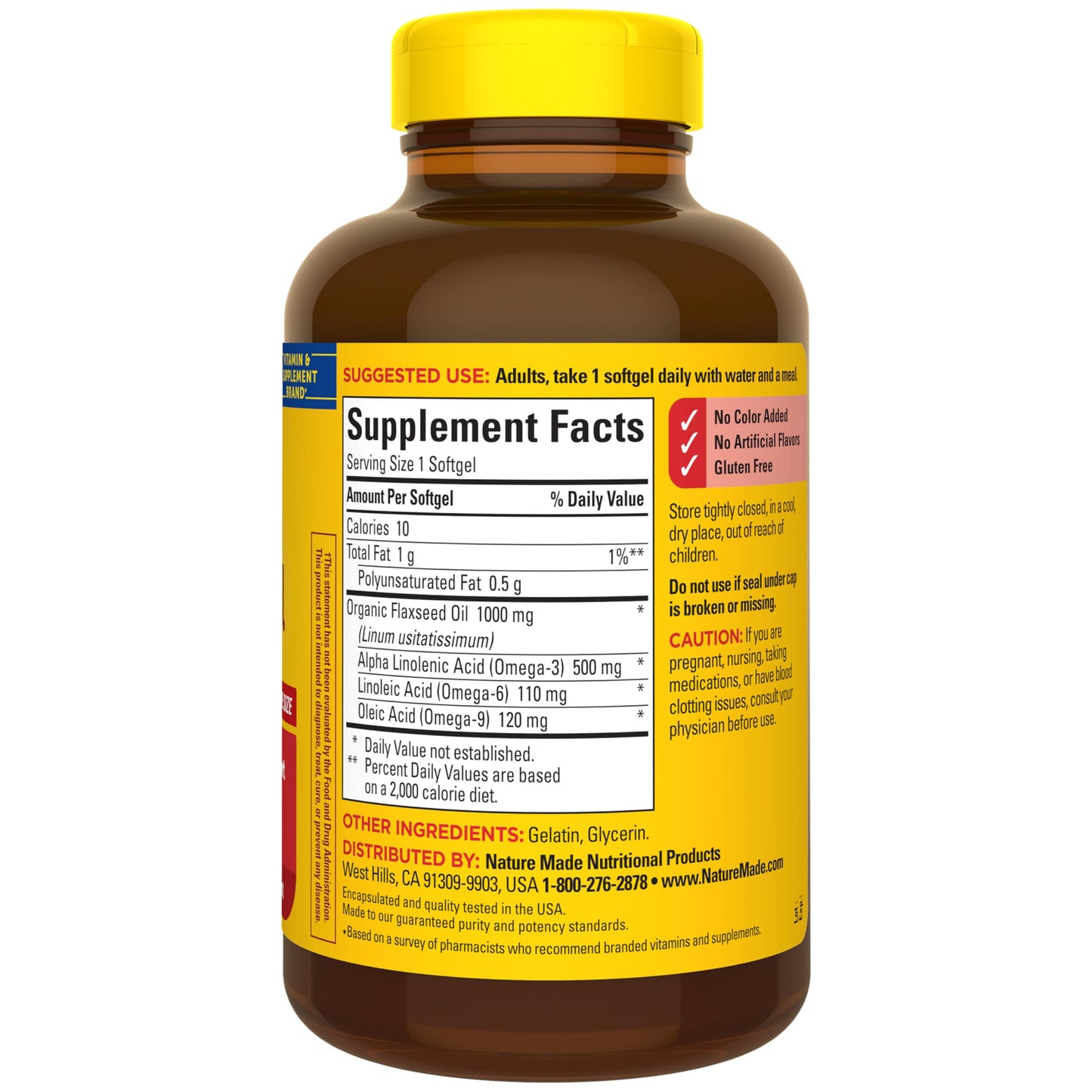 Nature Made Flaxseed Oil 1000 mg Softgel, 180 Softgels