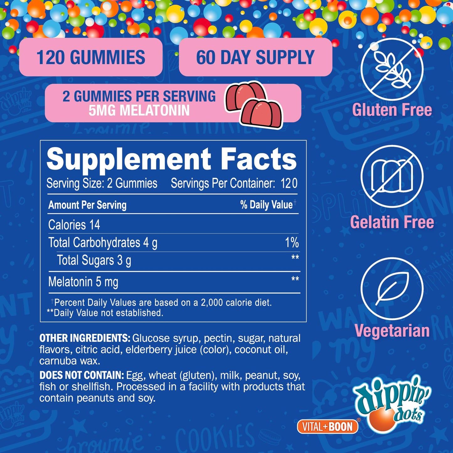 Vital+Boon Dippin' Dots Kids Melatonin Gummies 120 Gummies