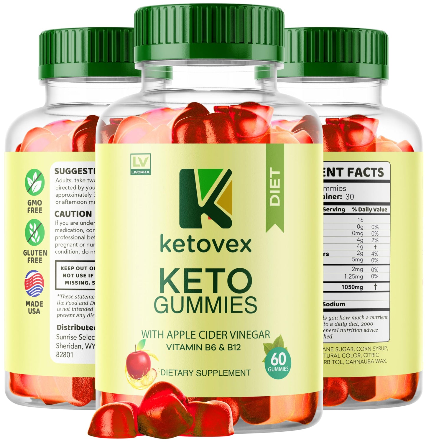 LIVORKA Ketovex Keto ACV Gummies Gummy, 60 Count