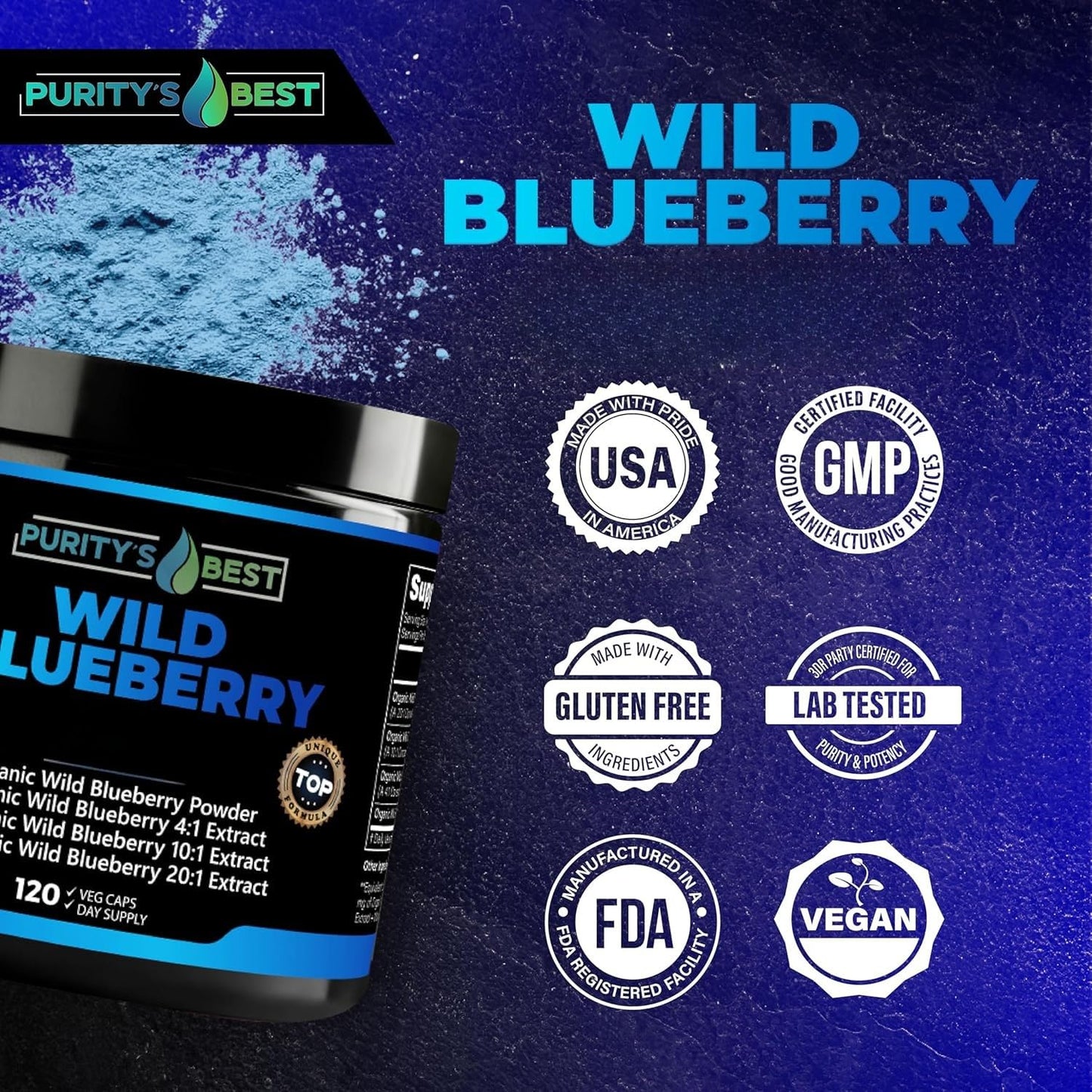 Purity`s Best Wild Blueberry Extract Capsules 120