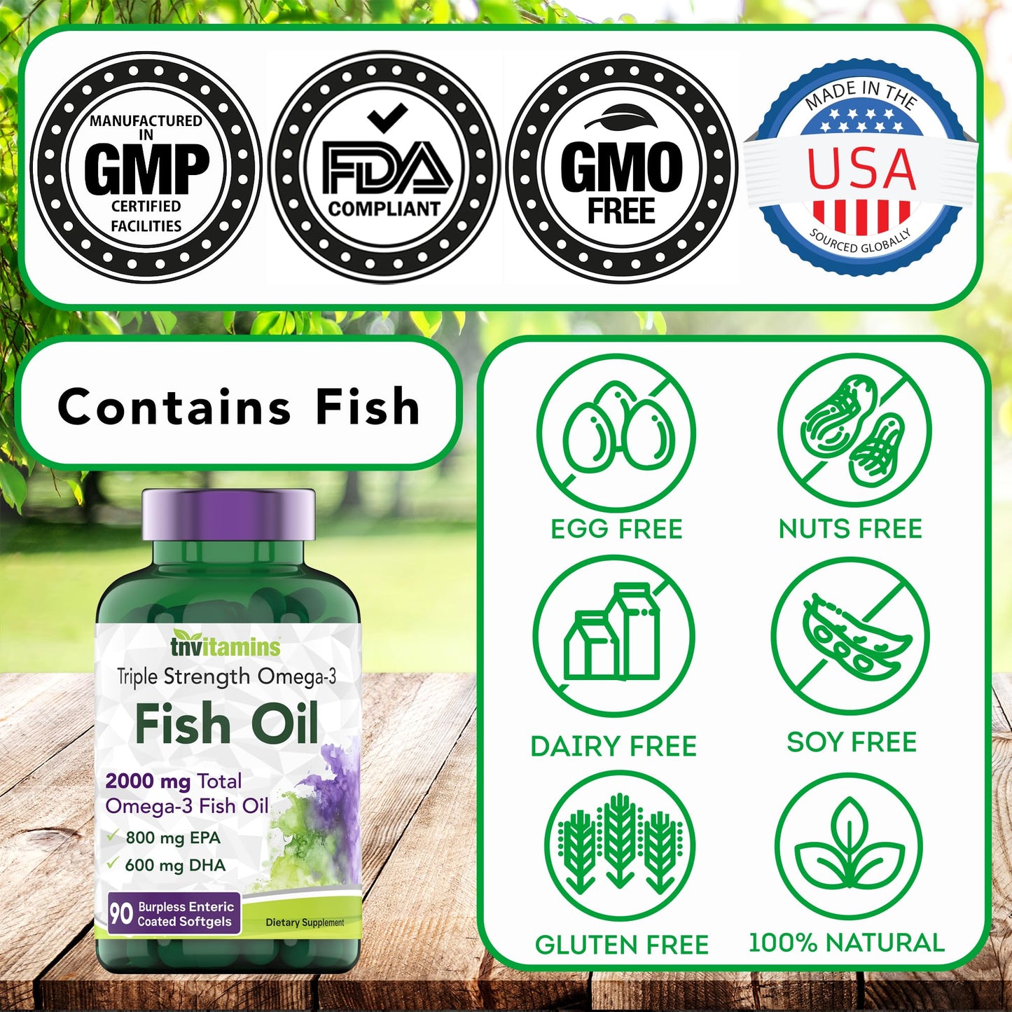 tnvitamins Burpless Omega-3 Fish Oil Softgels 90 Count