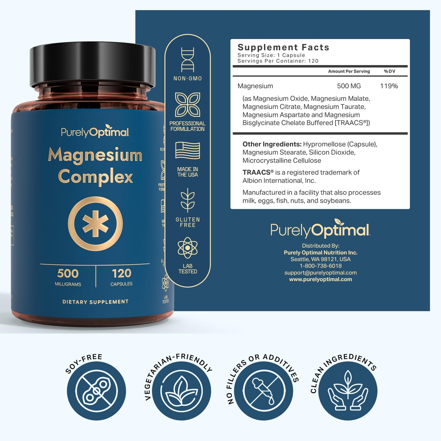 Purely Optimal Magnesium Complex Capsule, 120 Capsules