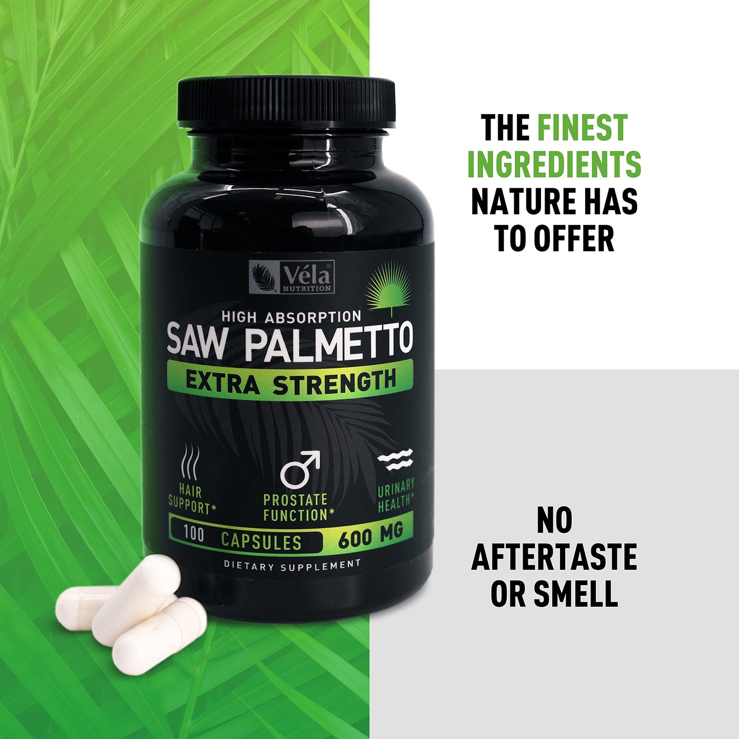 Véla Saw Palmetto 600mg Capsules, 100 Count