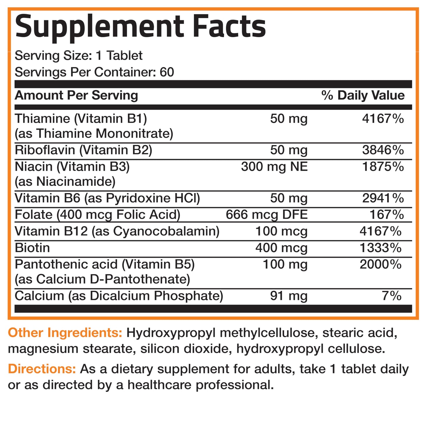 Bronson Super B Vitamin B Complex Sustained Slow Release Tablet, 60 Tablets
