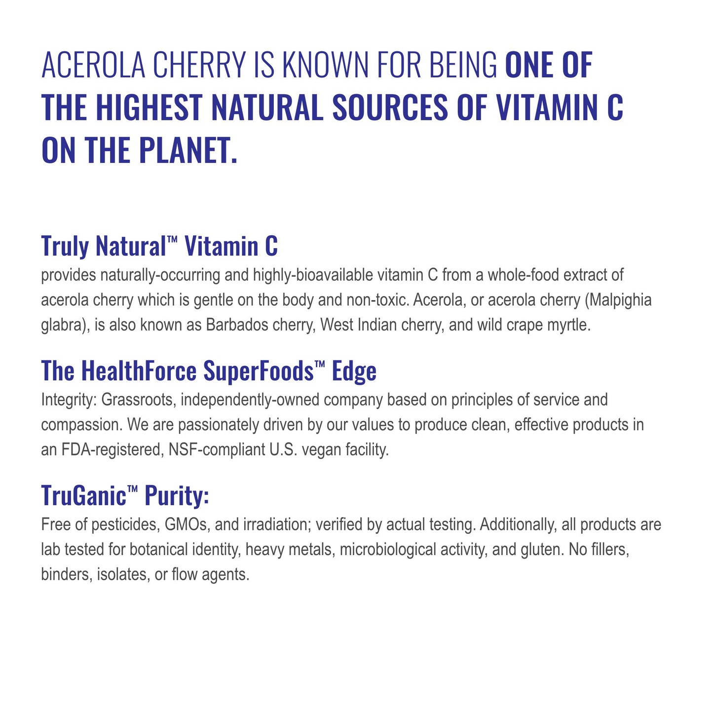HEALTHFORCE SUPERFOODS Truly Natural Vitamin C Immune Support with Camu Camu Berry 120 Capsules