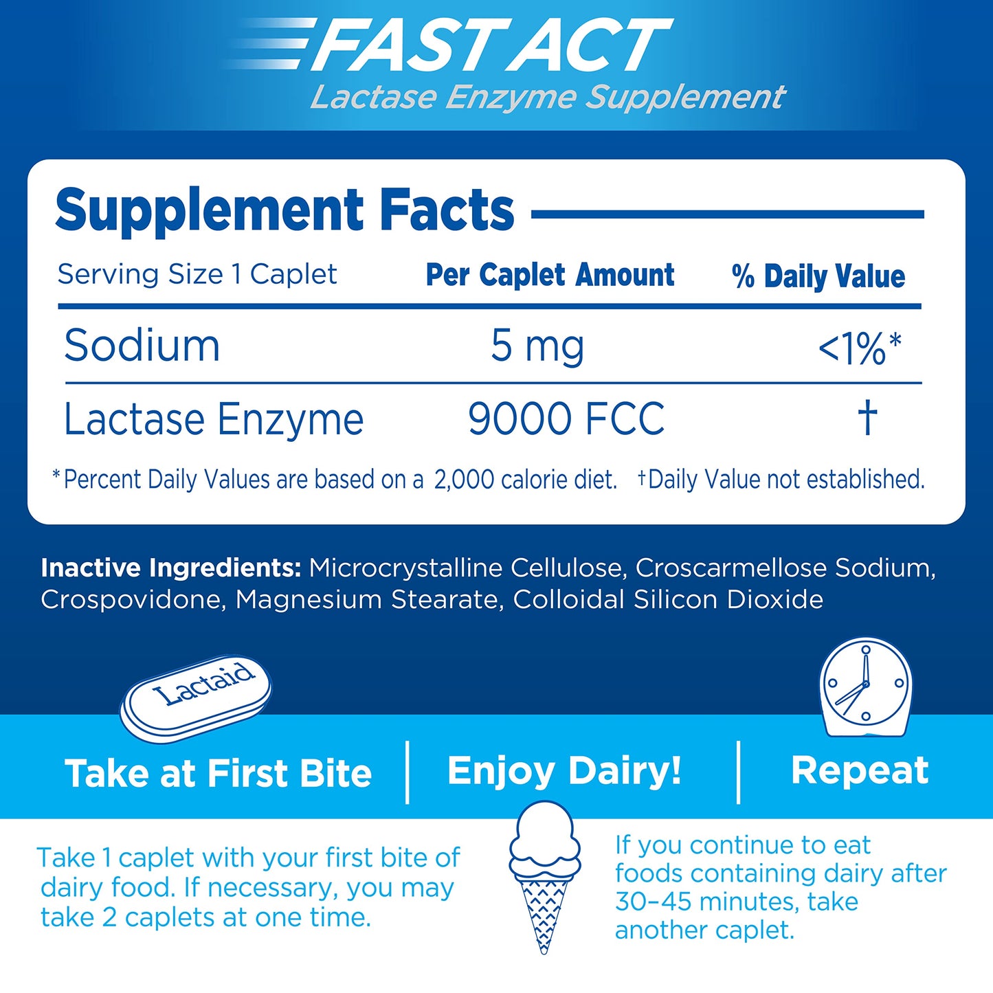 Lactaid Fast Act Lactose Intolerance Relief Caplets, 120 Count
