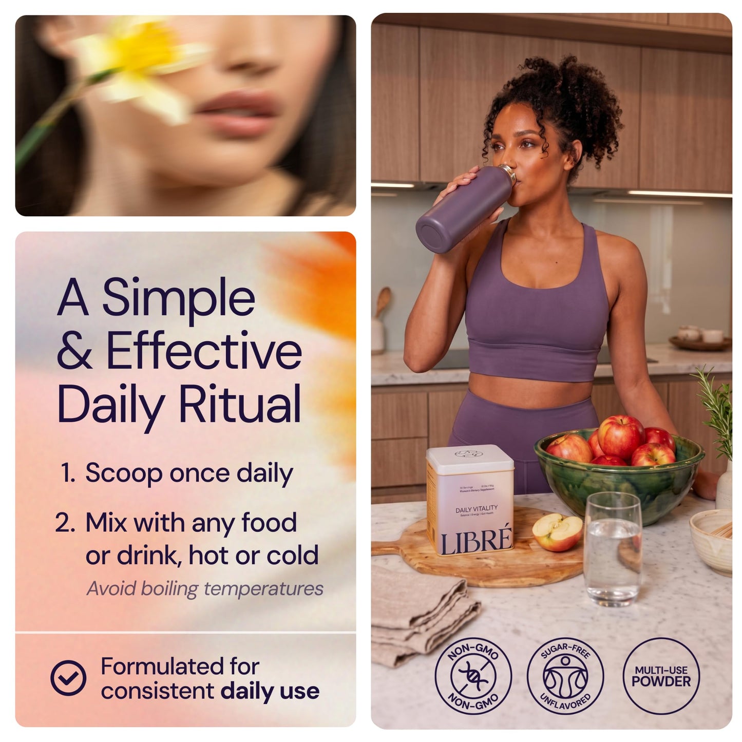Libré Daily Vitality Doctor-Developed Multivitamin Powder for Women 18+ with Creatine, NMN, Probiotics, Omega-3 & CoQ10, 6.9 Ounce