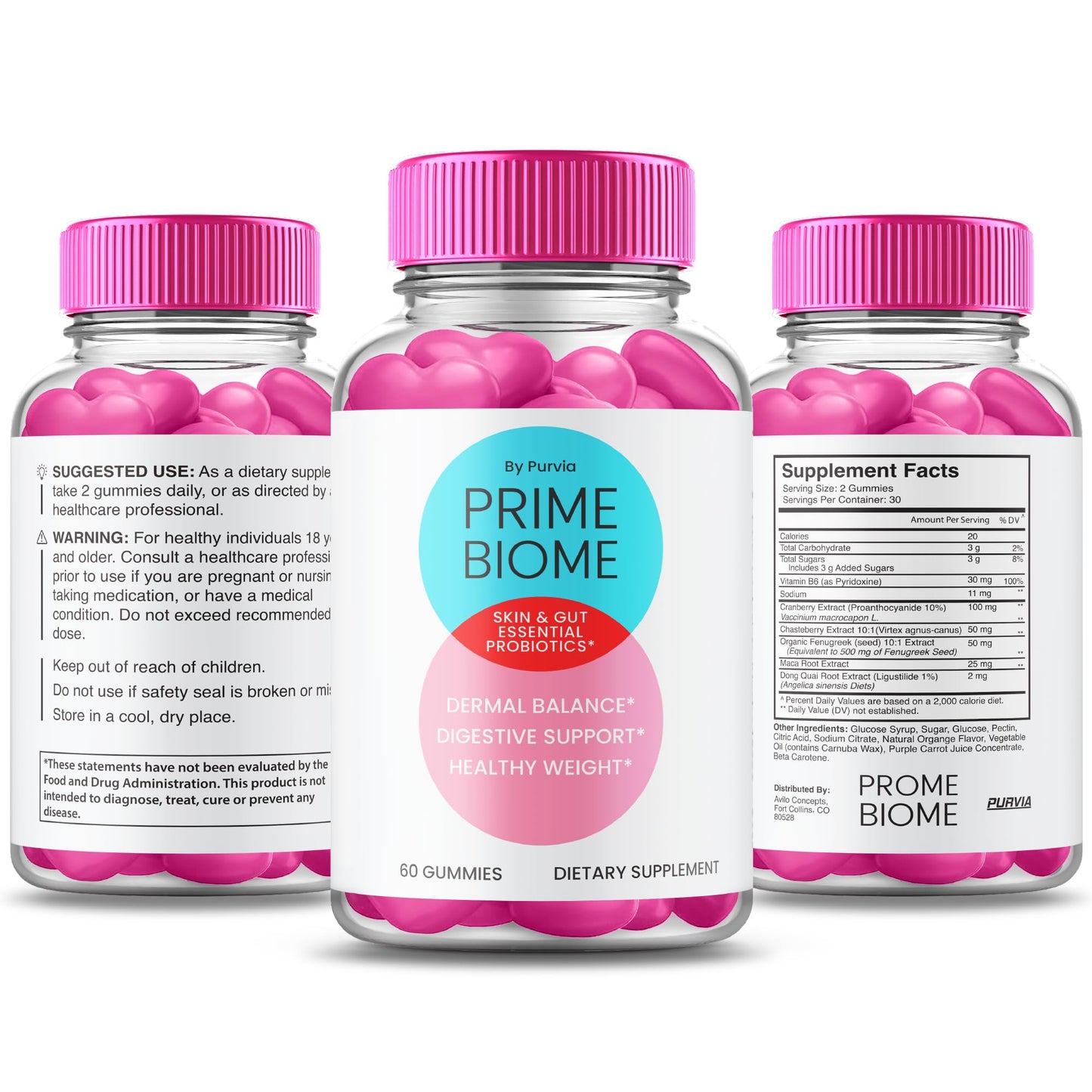 Purvia Prime Biome Gummies 180 Gummies