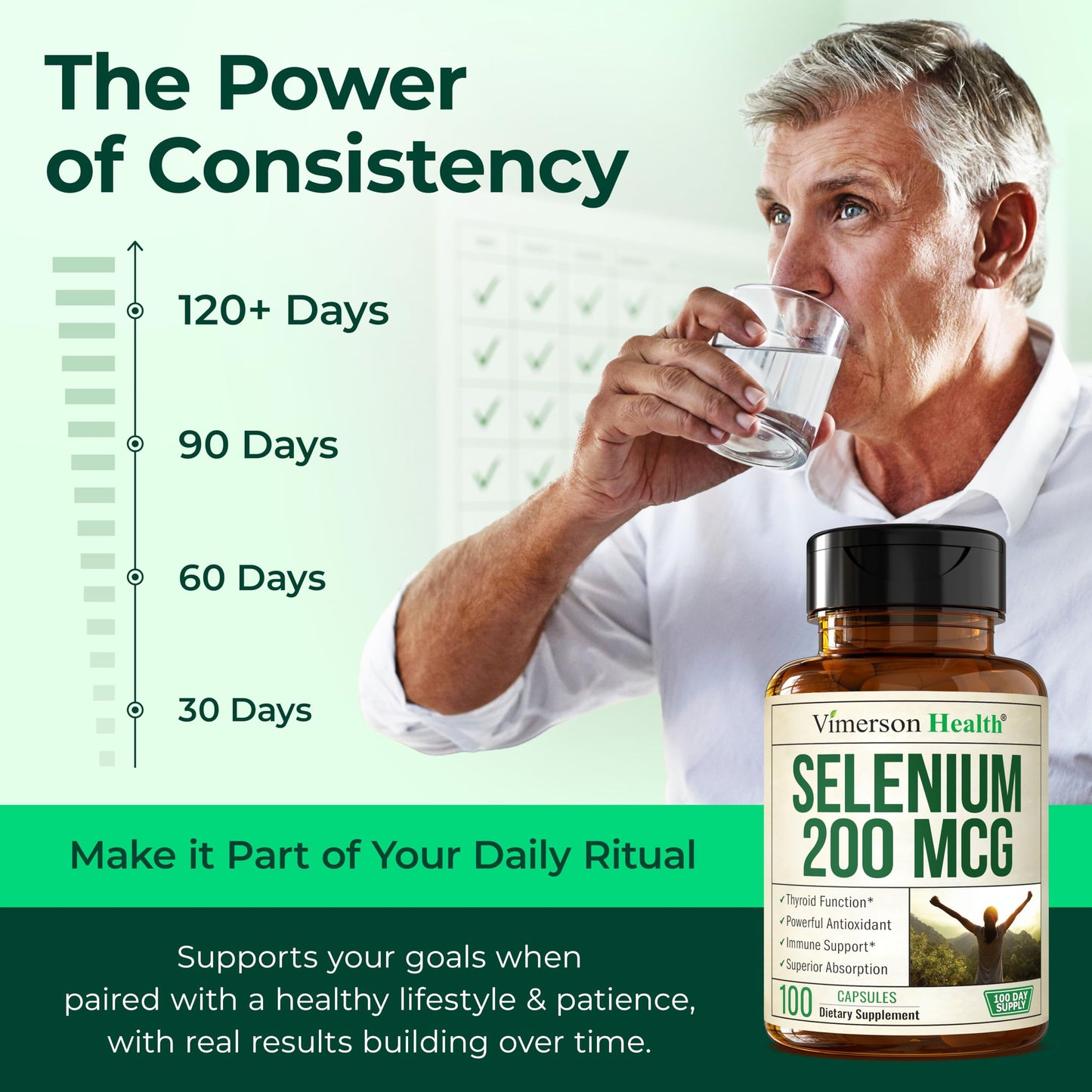Vimerson Health Selenium 200 mcg – L-Selenomethionine, Vegan, 100 Capsules