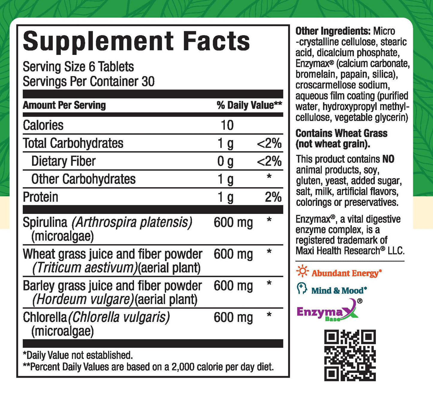 Maxi Health Super Greens Tablets 180 Tablets