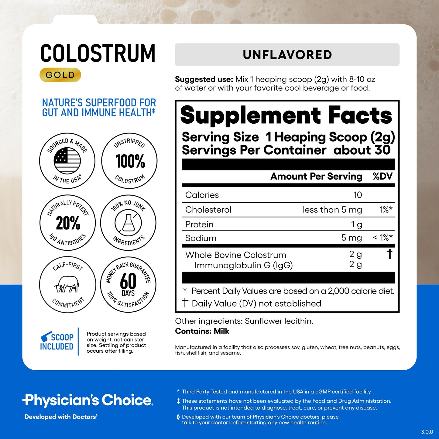 Physician's CHOICE Colostrum Gold Powder 2.12 Ounce