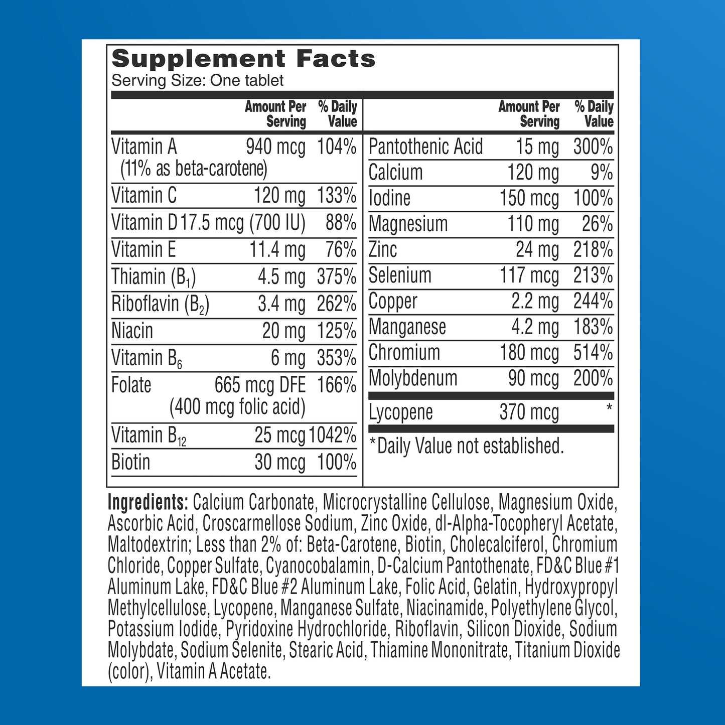 ONE A DAY Men’s 50+ Healthy Advantage Multivitamin Tablet 200 Count