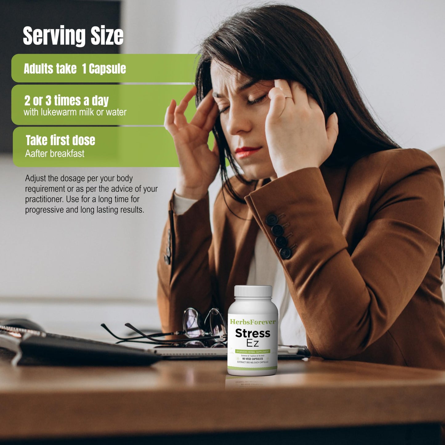 Herbsforever Stress Ez Mind Focus Supplement 90 Capsules