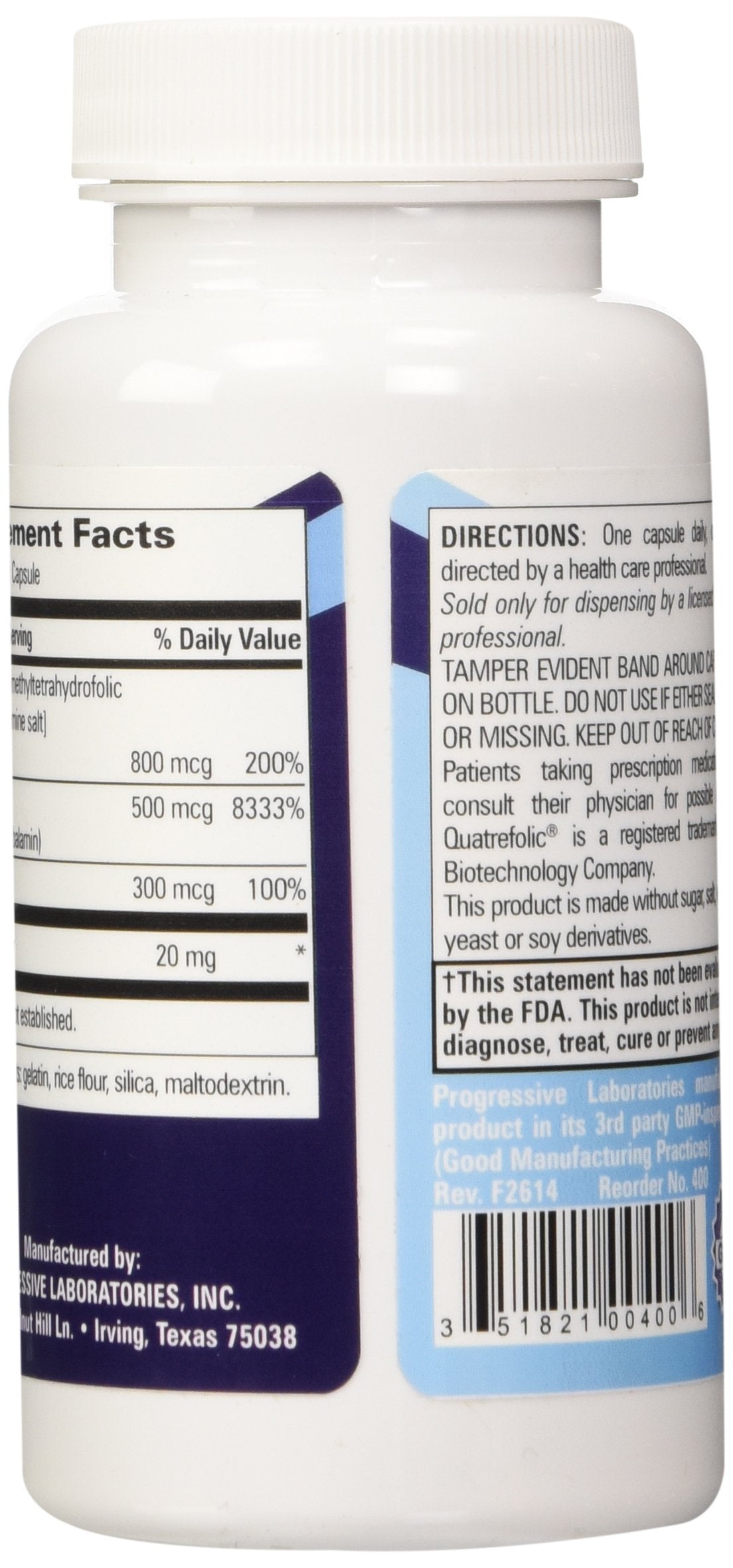 Progressive Laboratories B-12 Intrinsic Factor Supplement Capsules 60 Count