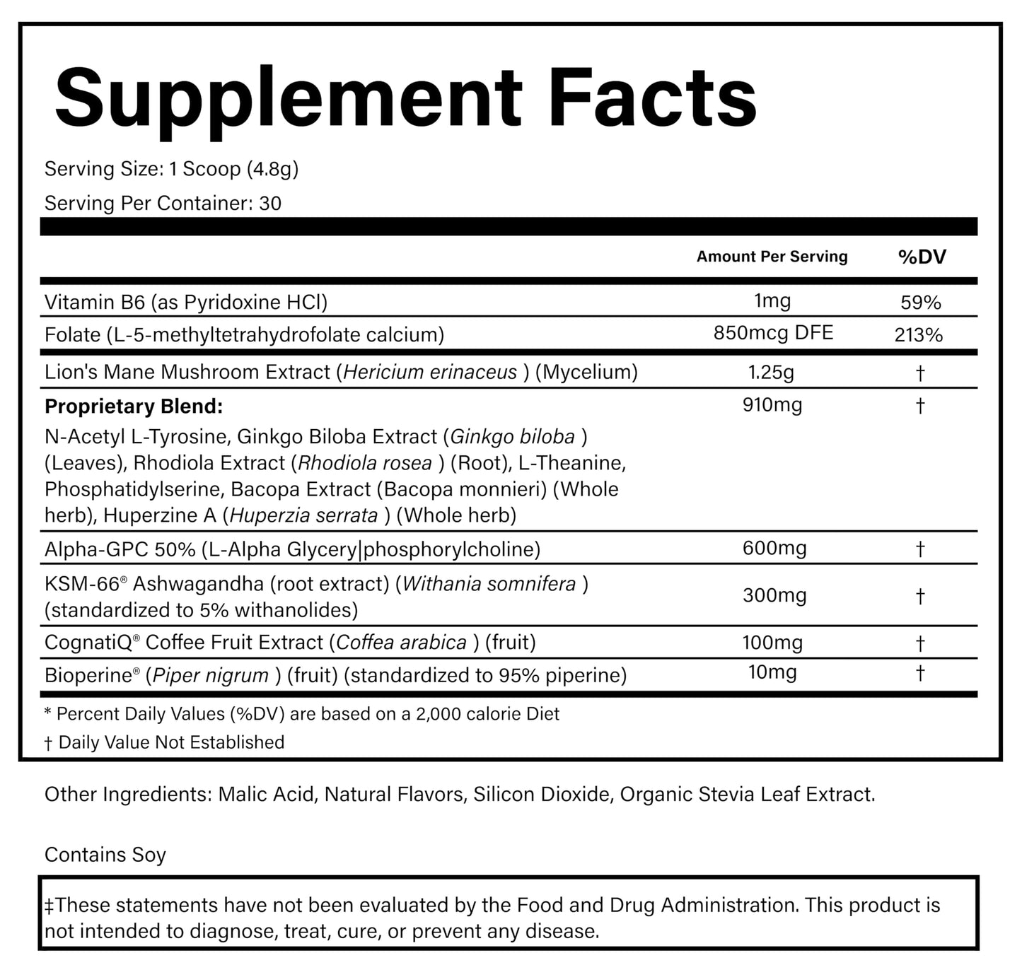 PURE Healthy Brain Nootropic Powder 5 oz