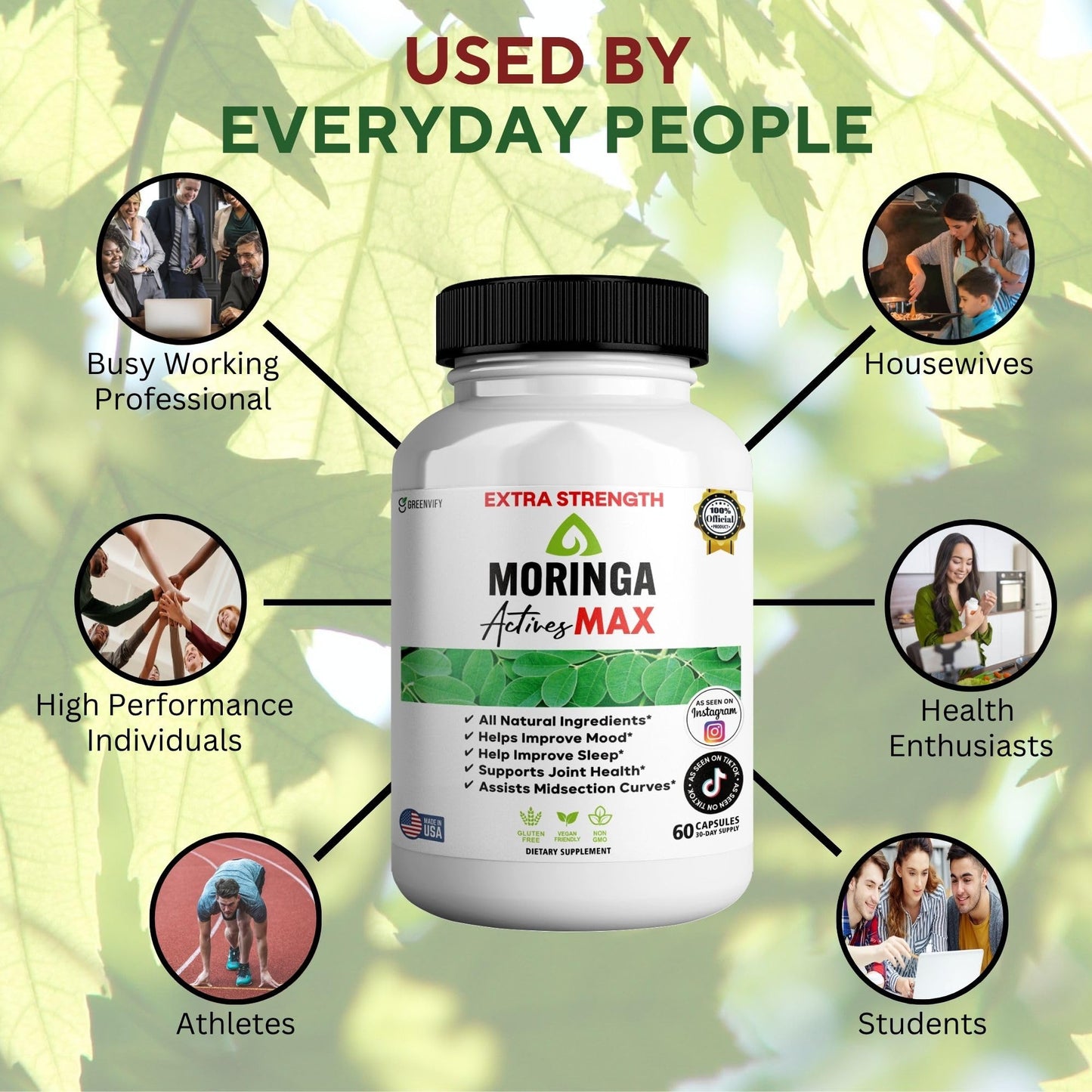 GREENVIFY Moringa Actives Max Dietary Supplement Capsules 600