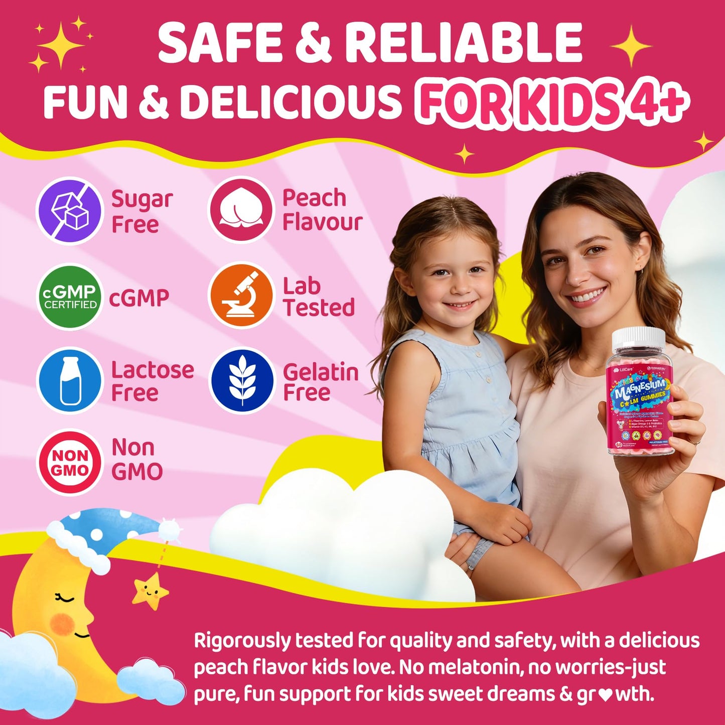 LILICARE Kids Calm Magnesium Glycinate Gummies, 60 Count