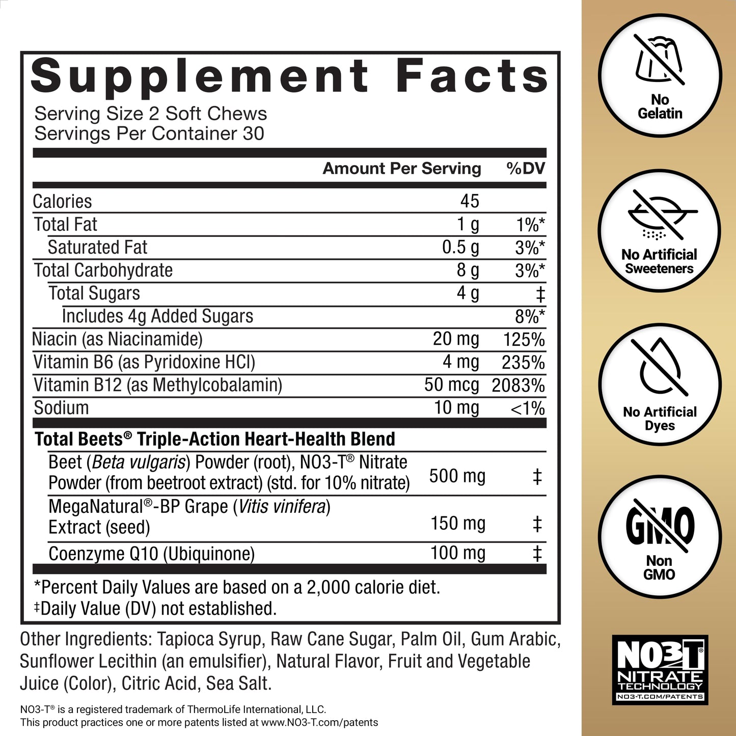 Force Factor Total Beets Ultimate Heart Health Chews Soft Chews, 60