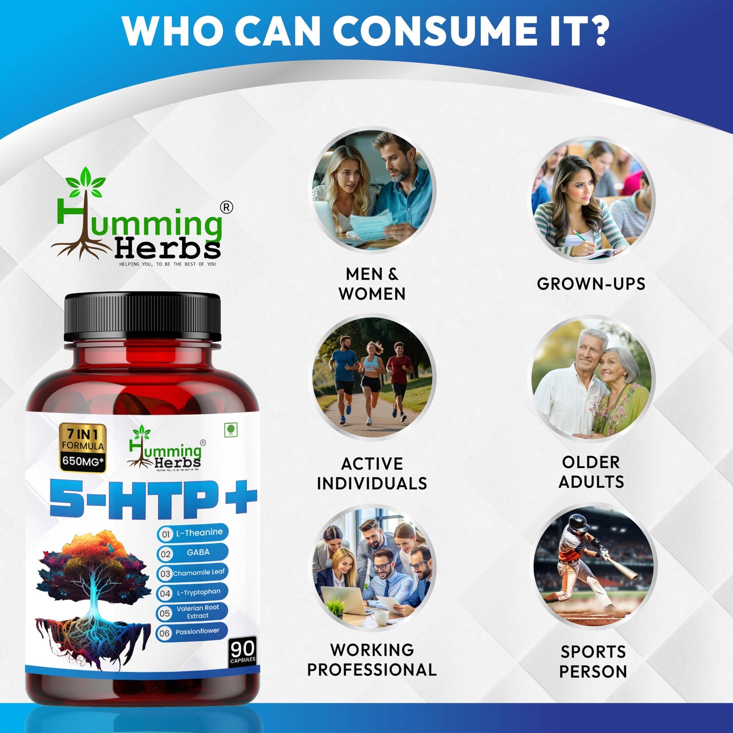 Humming Herbs 5-HTP+ Complex Capsules, 90