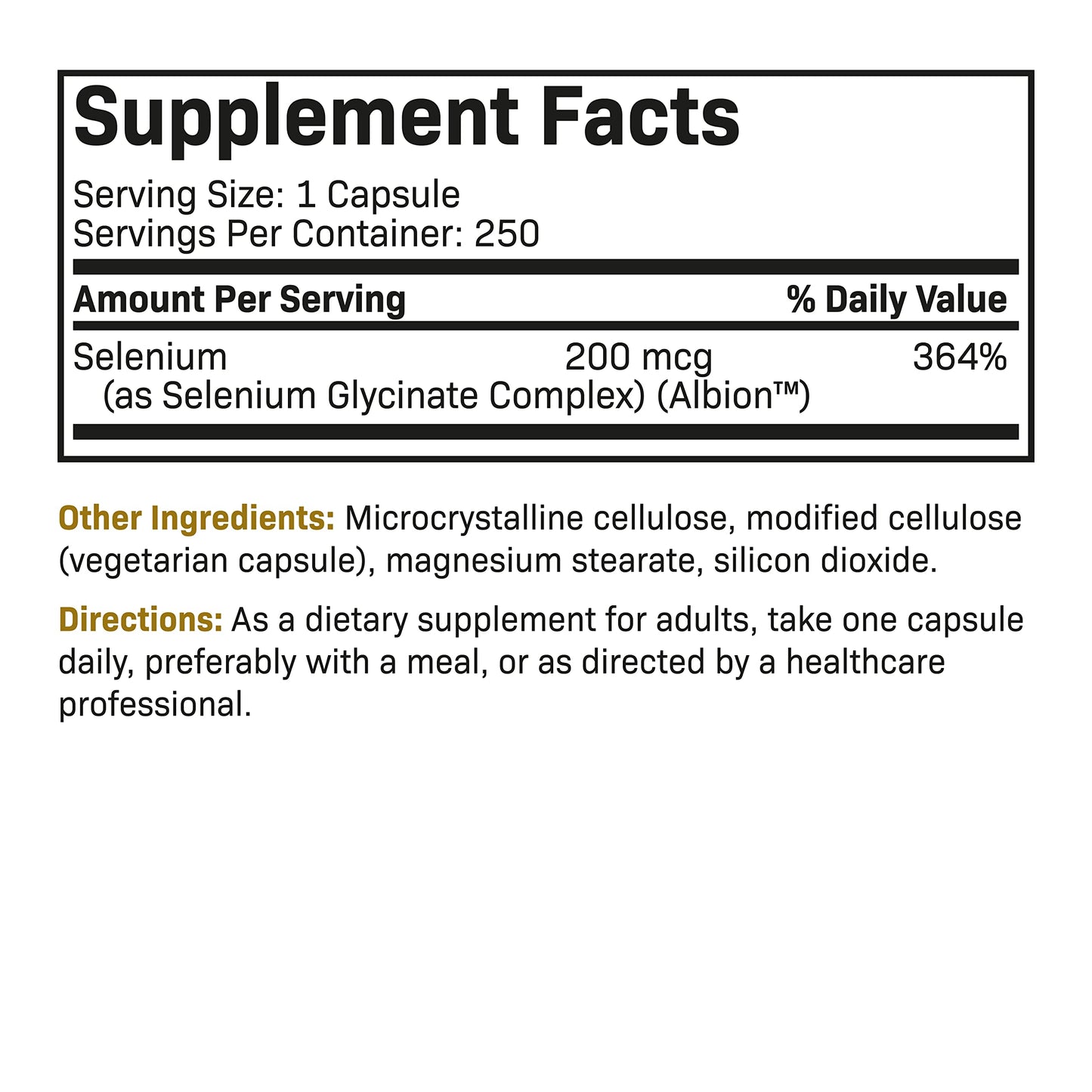 Futurebiotics Selenium 200 mcg Amino Acid Complex - Essential Trace Mineral with Superior Absorption, Non-GMO, 250 Capsules