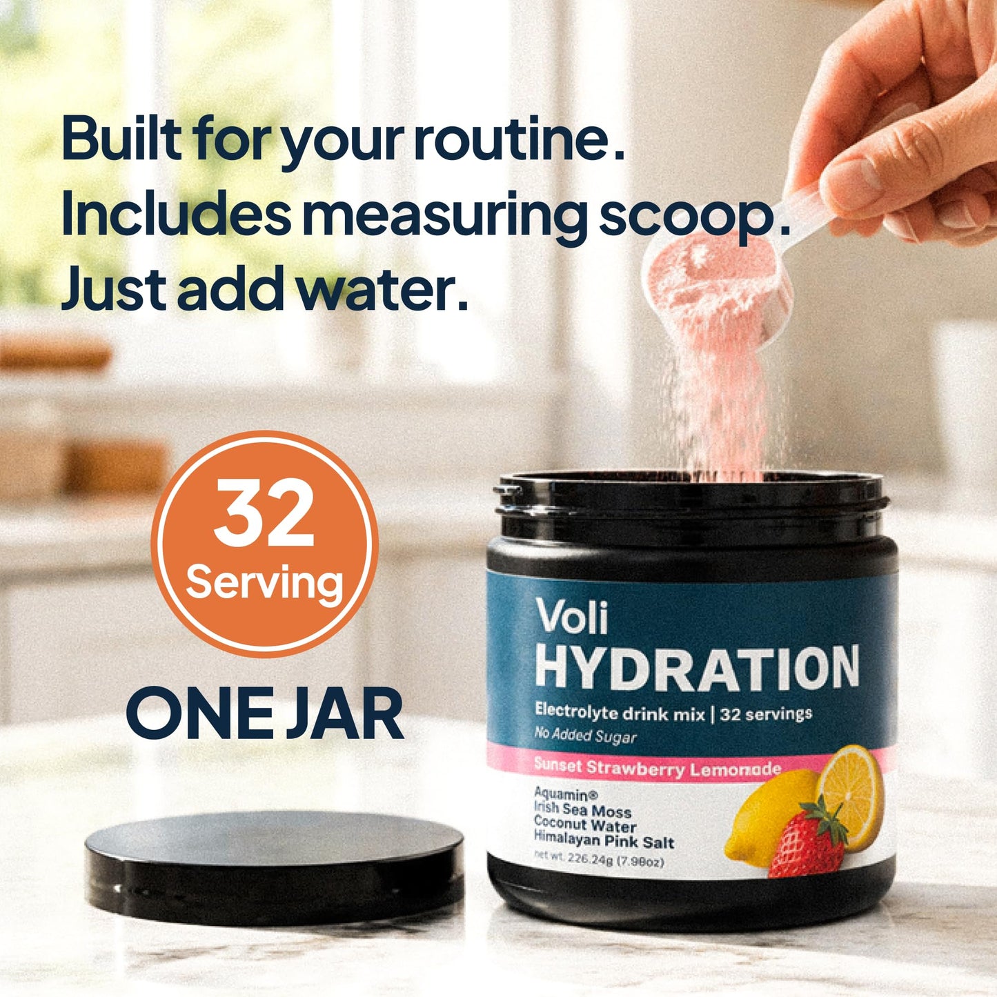 VOLI WELLNESS Hydration Electrolyte Powder Strawberry Lemonade 7.98 Ounce