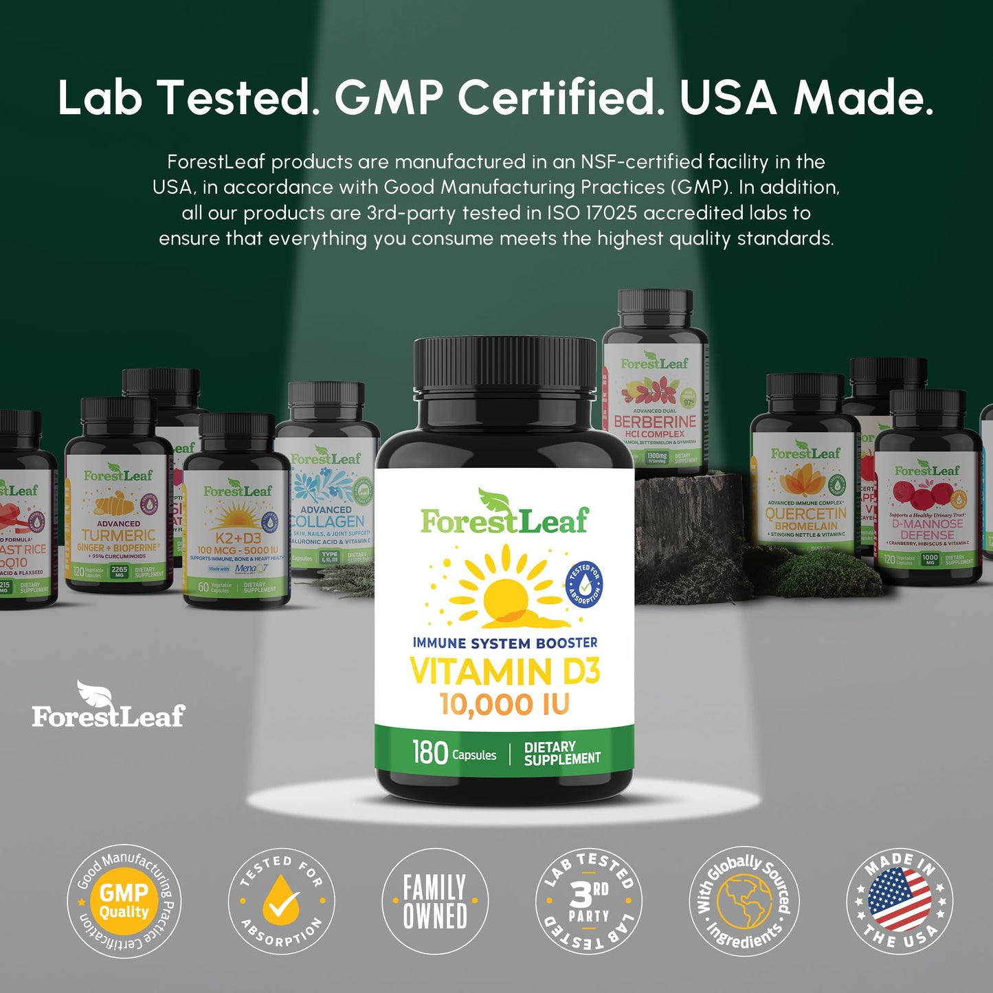 ForestLeaf Vitamin D3 10,000 IU Capsule, 120 Count