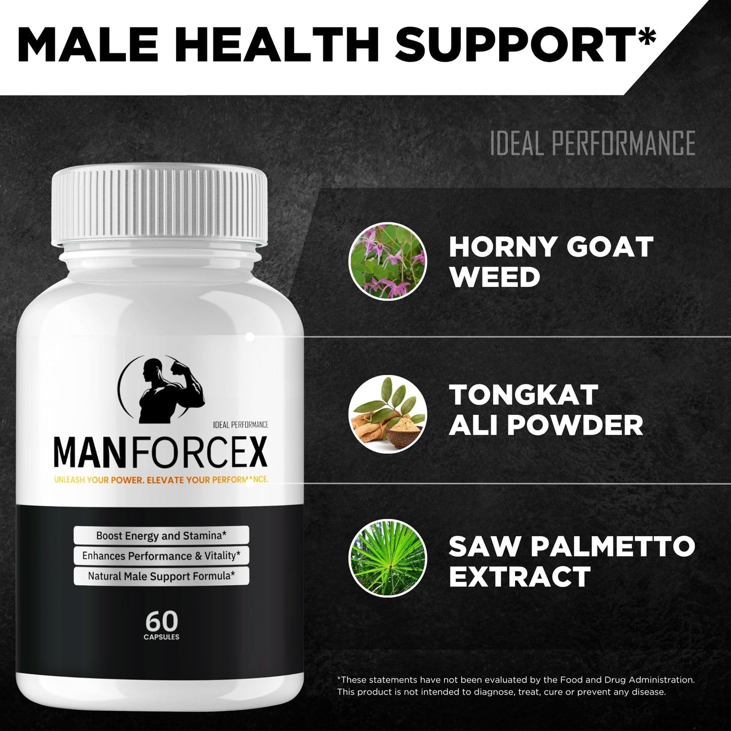 IDEAL PERFORMANCE ManForceX Supplement for Men Capsules 300 Count