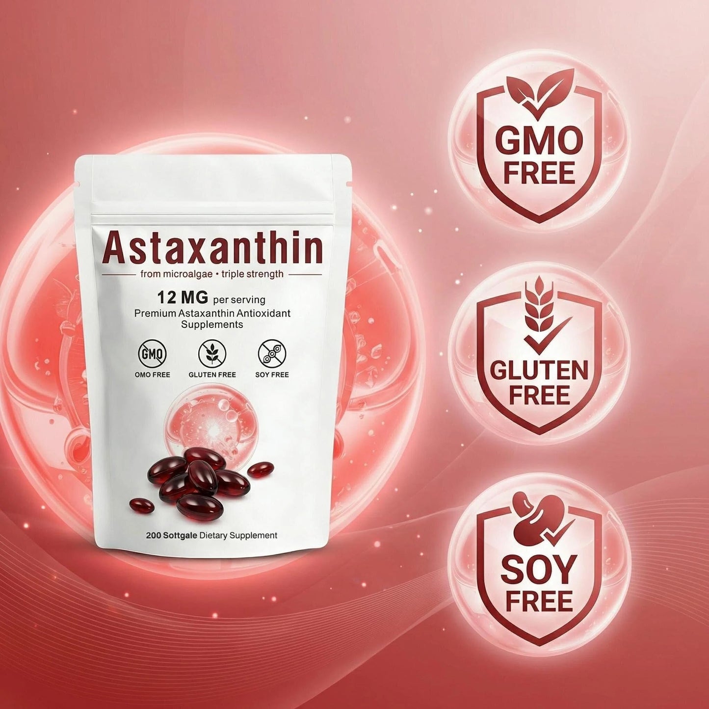 Biduka Astaxanthin 12mg Softgel, 200 Count