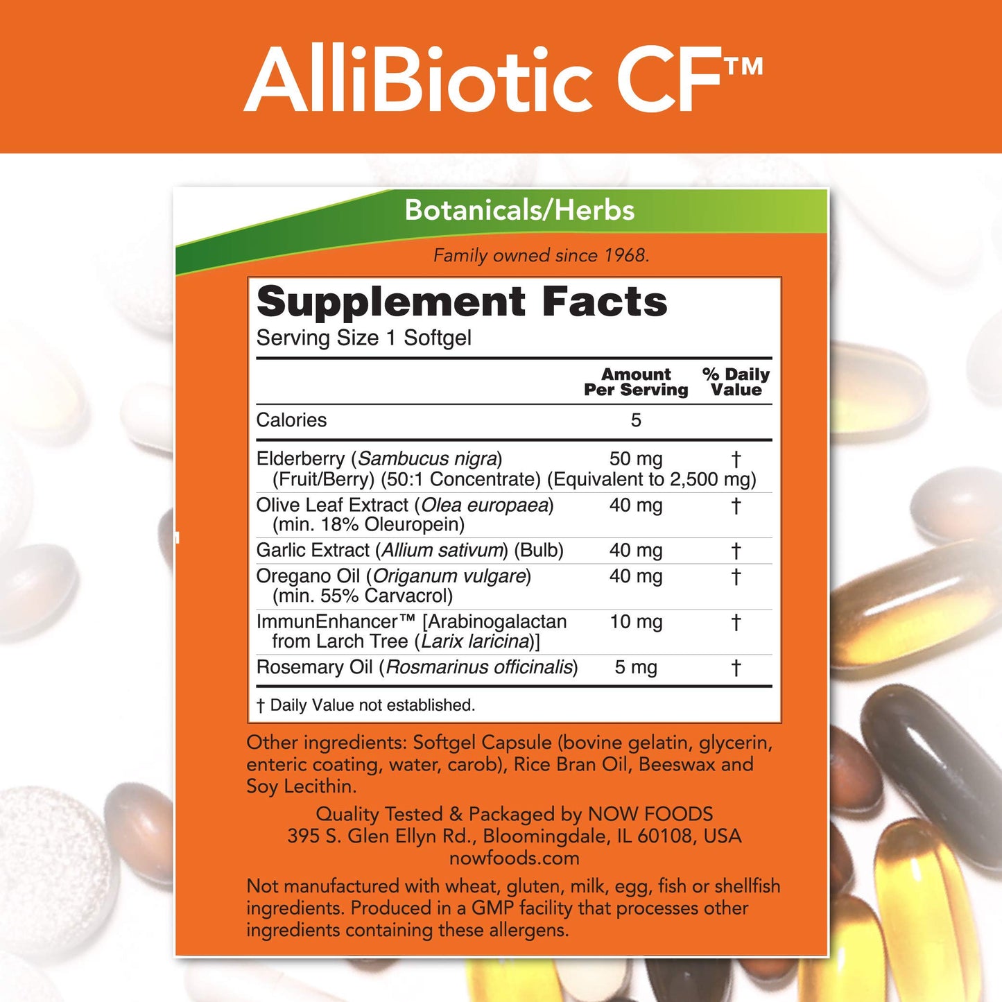 NOW Foods Allibiotic Softgels, 60 Softgels per bottle, Pack of 4