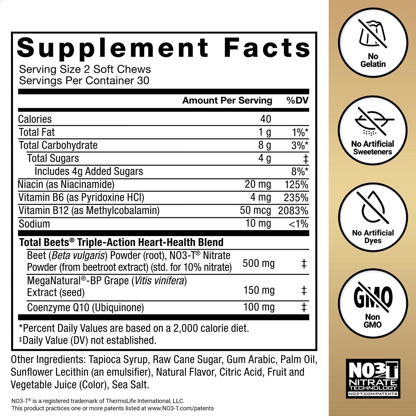 Force Factor Total Beets Ultimate Heart Health for Blood Pressure Support 60 Soft Chews