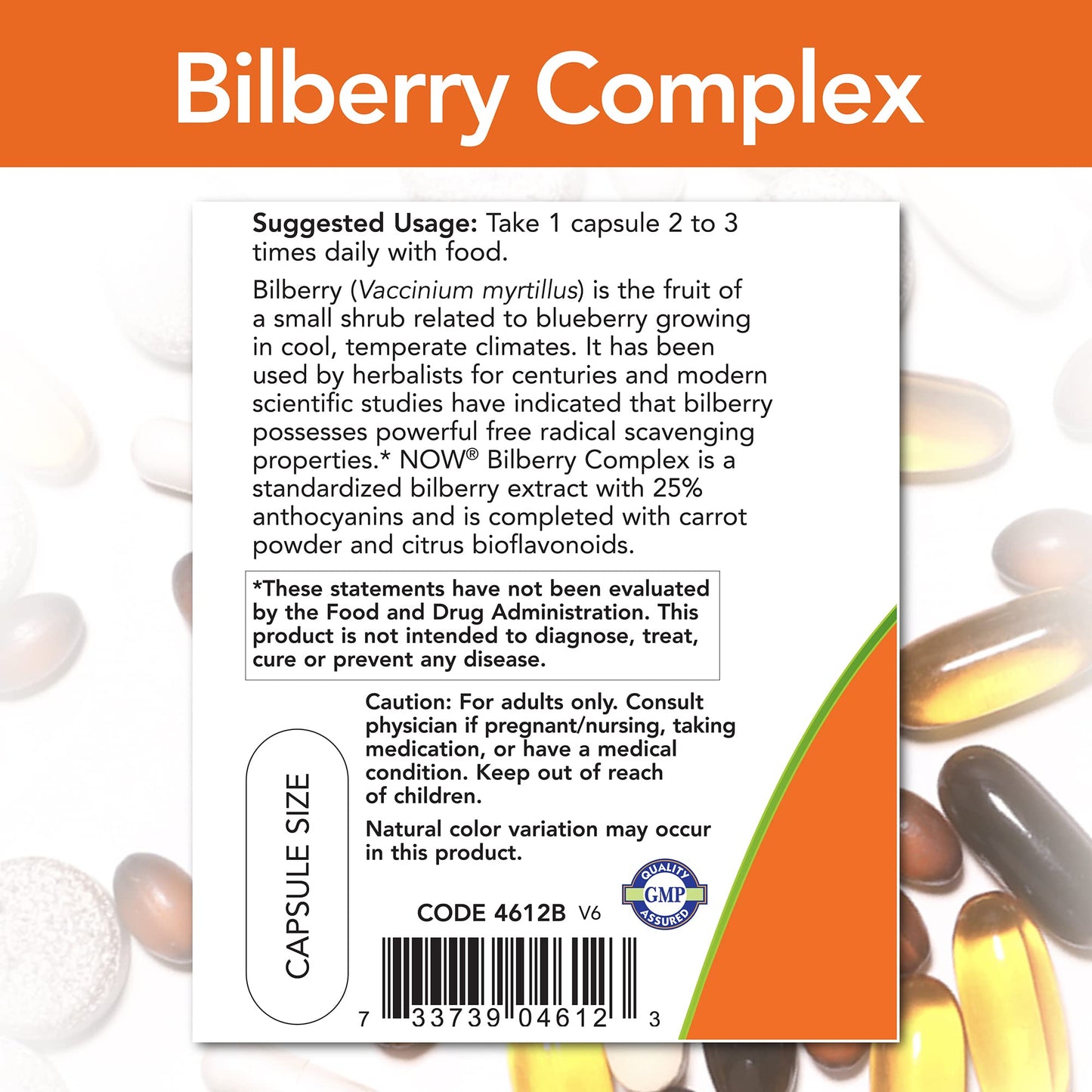 NOW Foods Bilberry Complex 80mg Capsule, 100 Veggie Caps