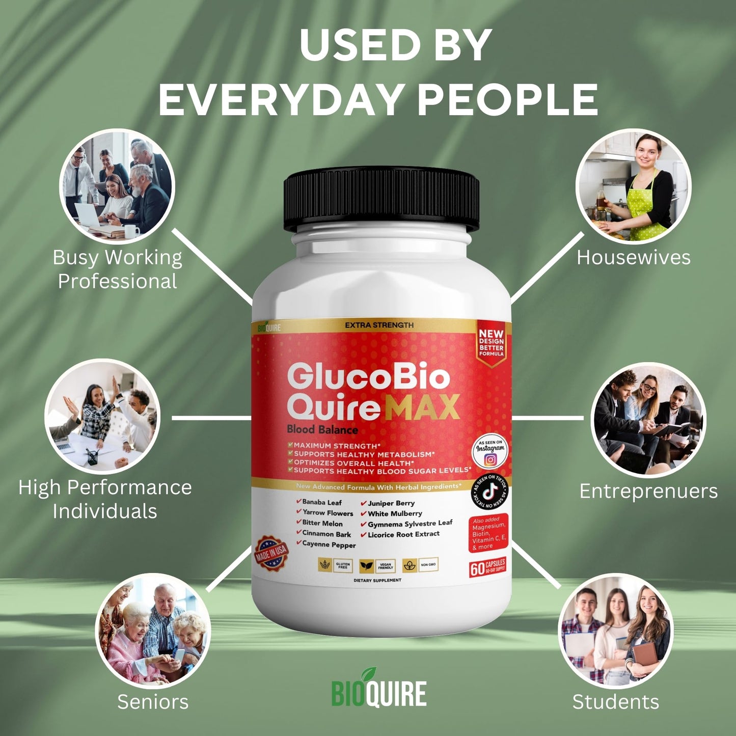BIOQUIRE Gluco Bio Quire Max Blood Balance Ultra Dietary Supplement Maximum Strength, 120 Capsules