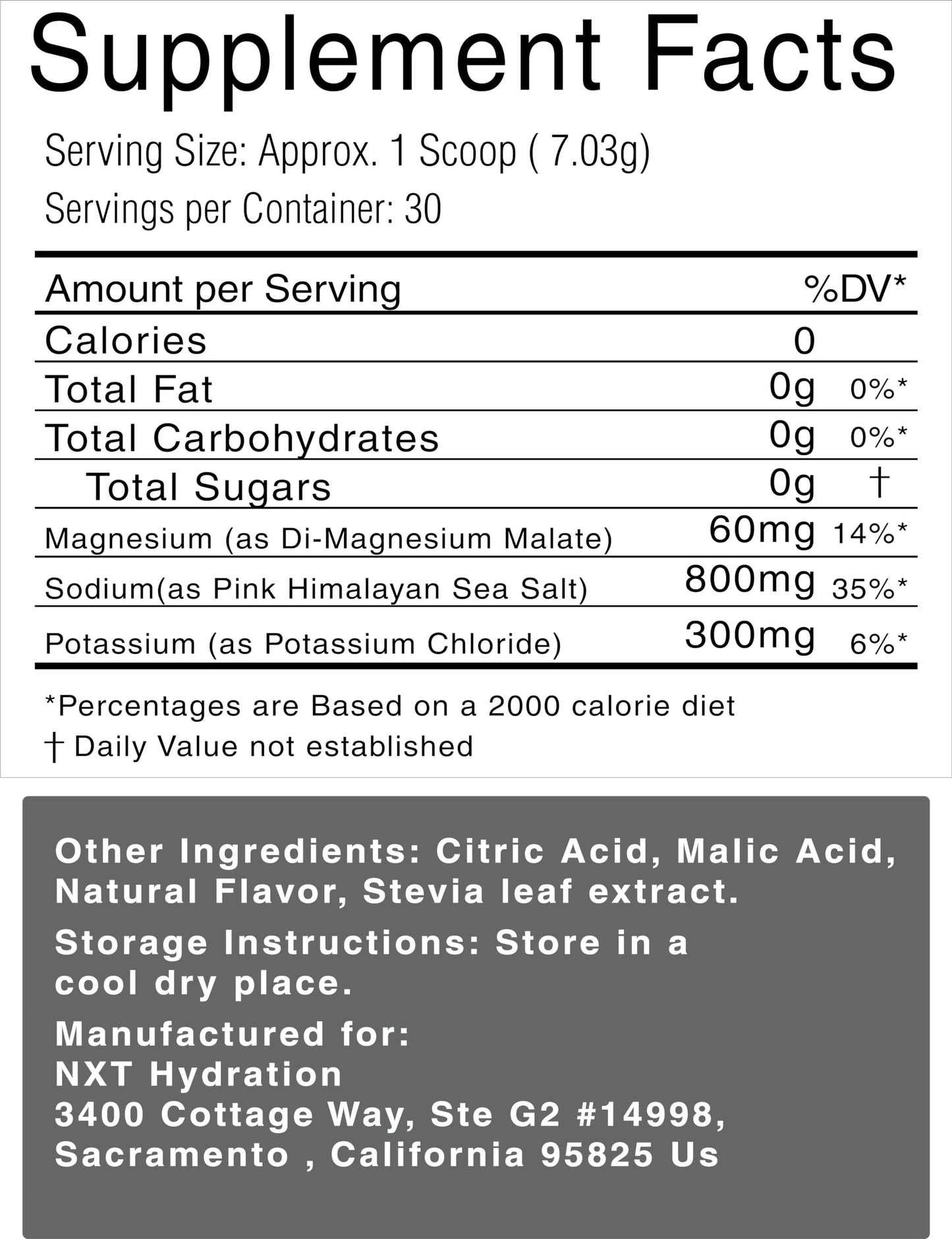NXT Hydration Electrolytes Powder 7.4 Ounces