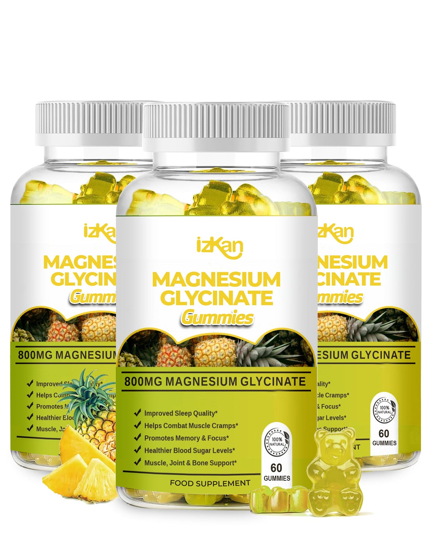 Izkan Magnesium Glycinate Gummies 800mg, 60 Gummies