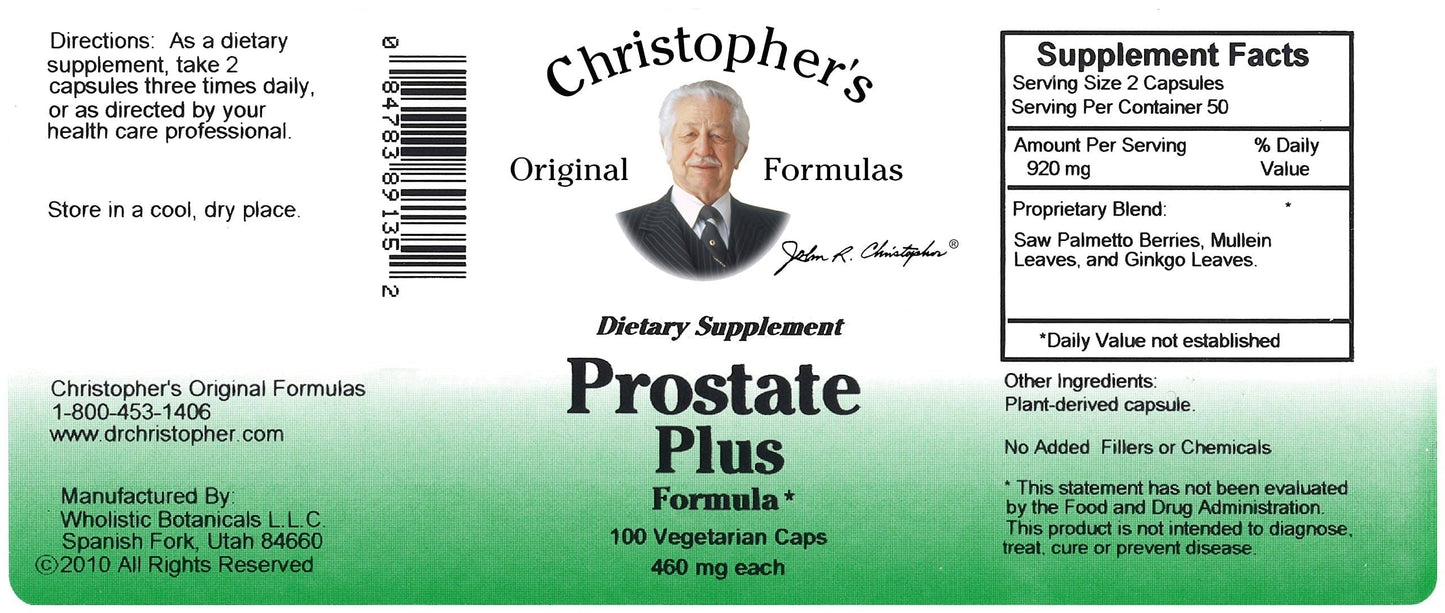 Christopher's Original Formulas Prostate Plus Formula Capsule 100 Count