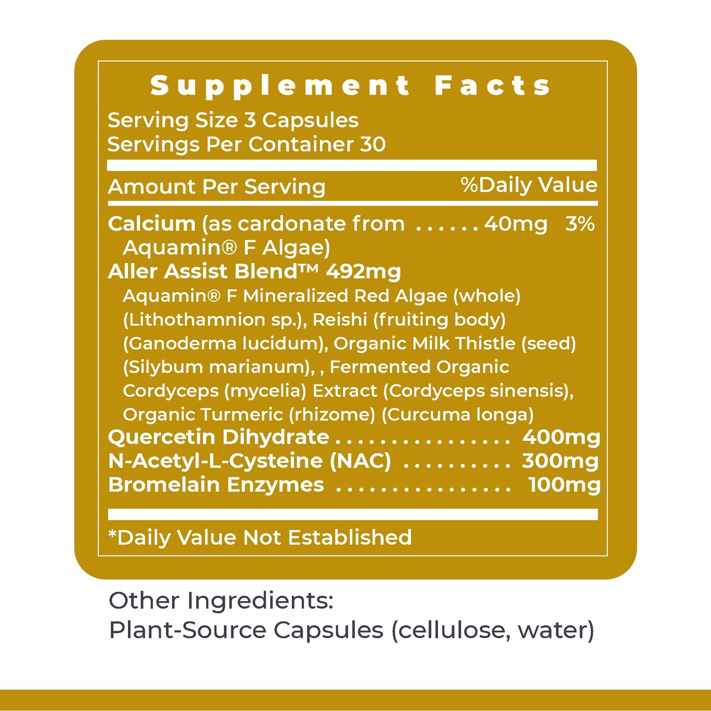 Premier Research Labs AllerCaps Lung Health Supplement with NAC/N-Acetyl Cysteine, Bromelain, Reishi Mushroom & Quercetin, Immune Support Formula, 90 Capsules