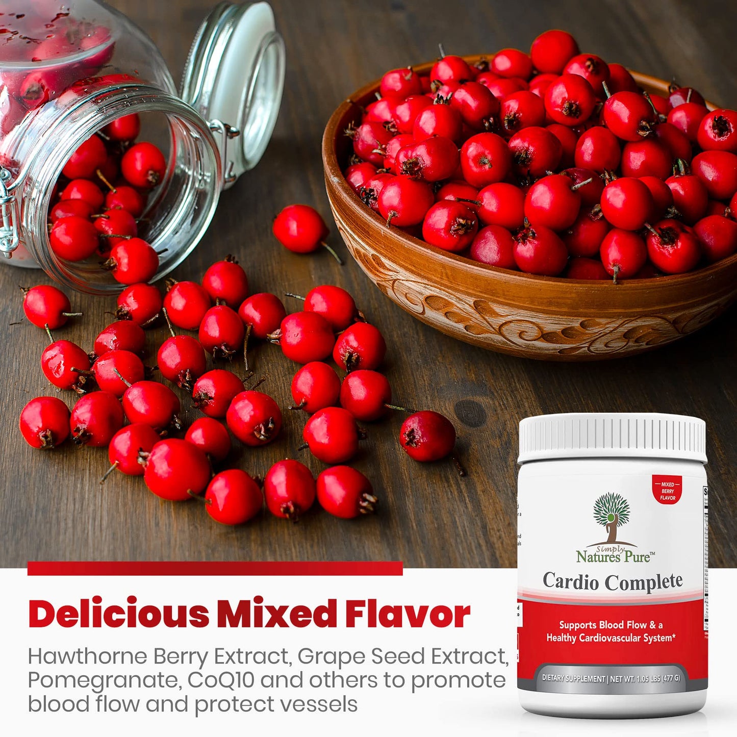 Simply Natures Pure Cardio Complete with 5,000 L-Arginine, 1,000 mg L-Citrulline, and Hawthorn Berry Powder