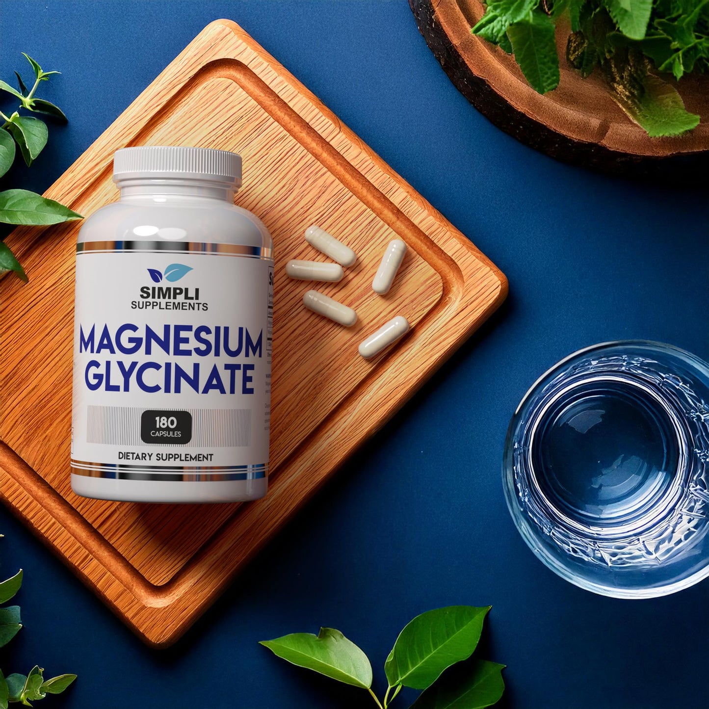 Simpli Supplements Magnesium Glycinate 400mg Capsule, High Absorption, Gentle on Stomach, Supports Sleep, Relaxation, Muscle, Bone & Immune Health, Non-GMO, Vegan, 180 Capsules