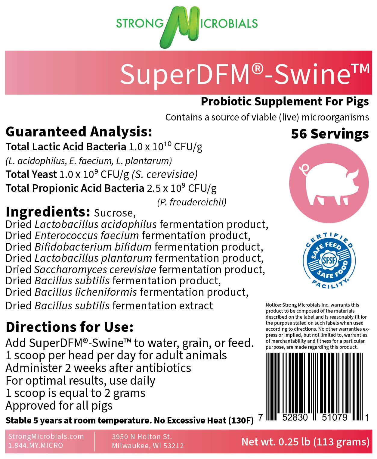 SuperDFM Swine Probiotic Supplement for Pigs Powder 3.986