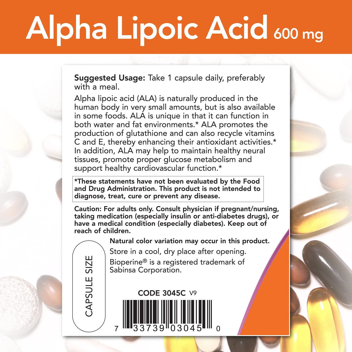 NOW Foods Alpha Lipoic Acid 600 mg Capsule, 120 Capsules
