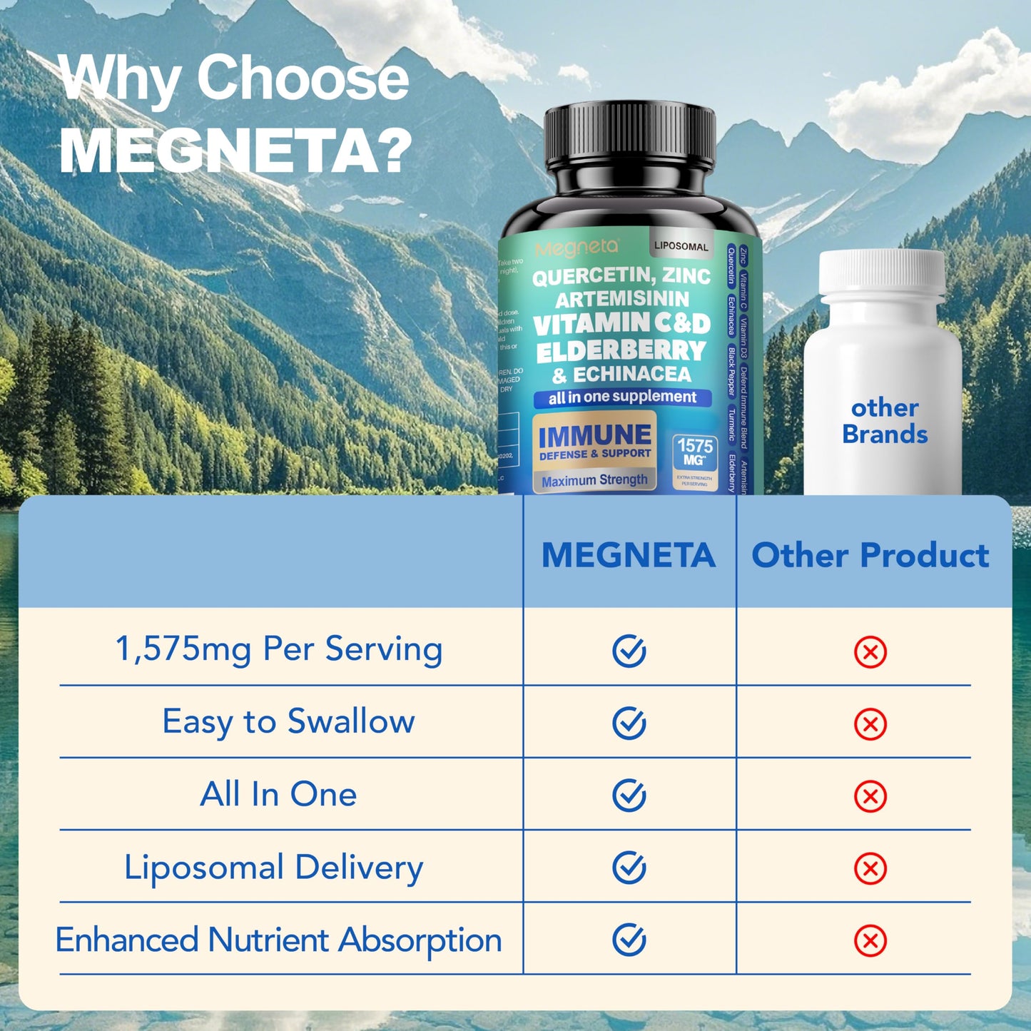 MEGNETA Immune Support Supplement Capsule 60 Count