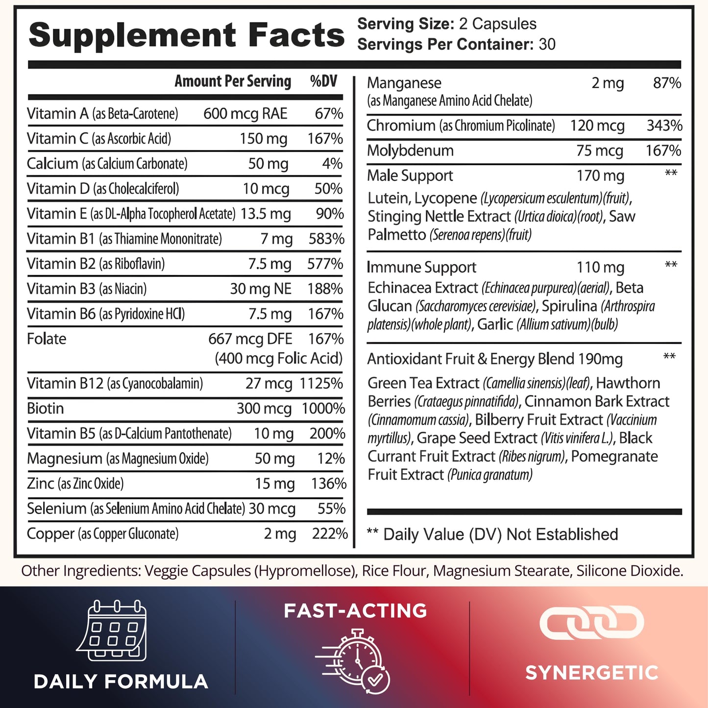 TODICAMP Multivitamin for Men Capsules, 60 Count