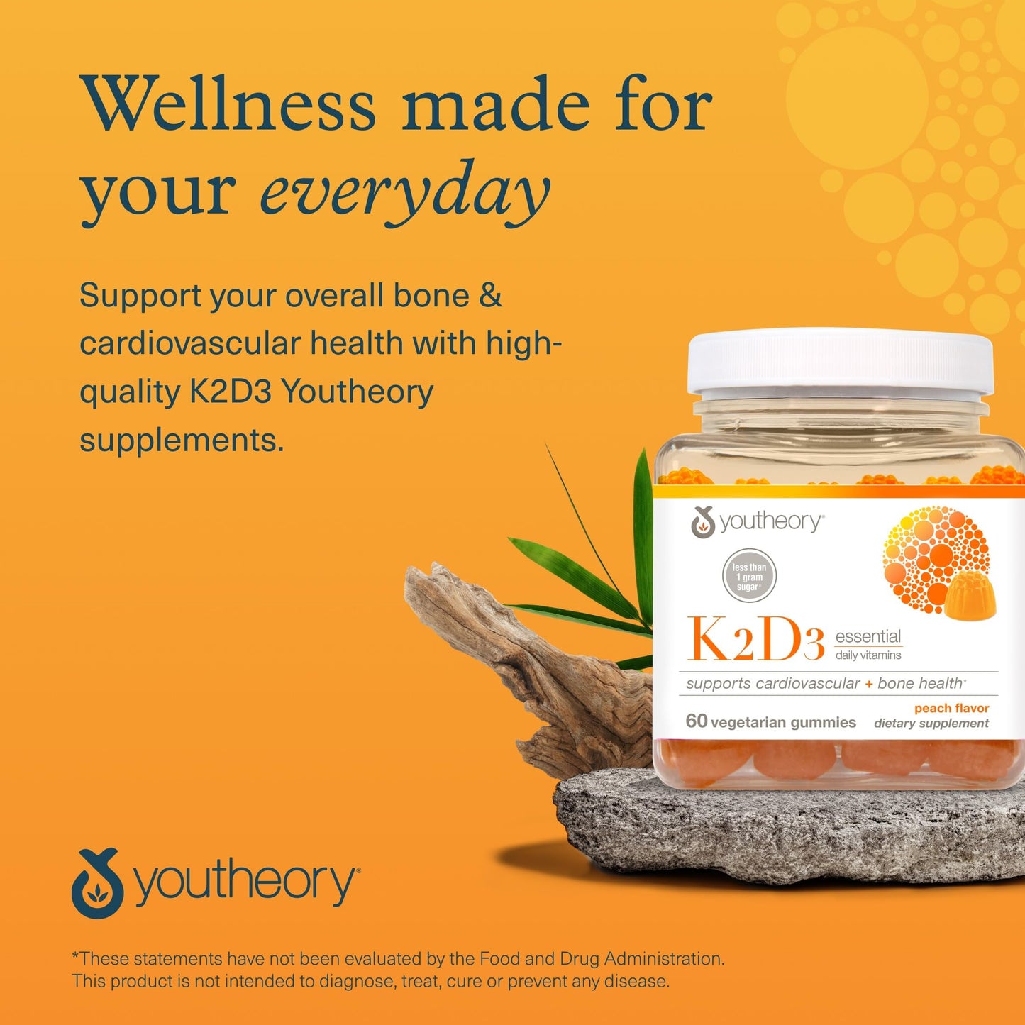 Youtheory K2D3 Vitamin D3 & Vitamin K2 Gummies, 60 Count