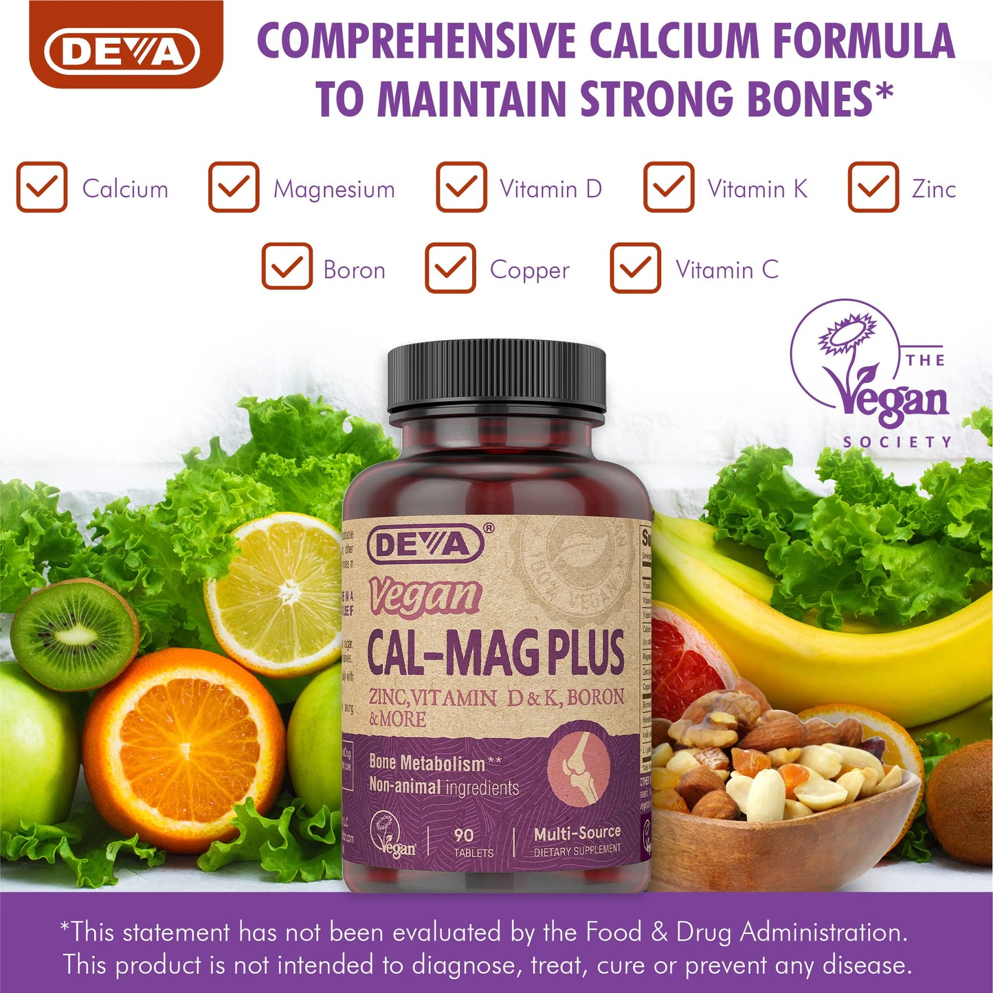 DEVA Vegan Calcium Magnesium Supplement 90 Tablets