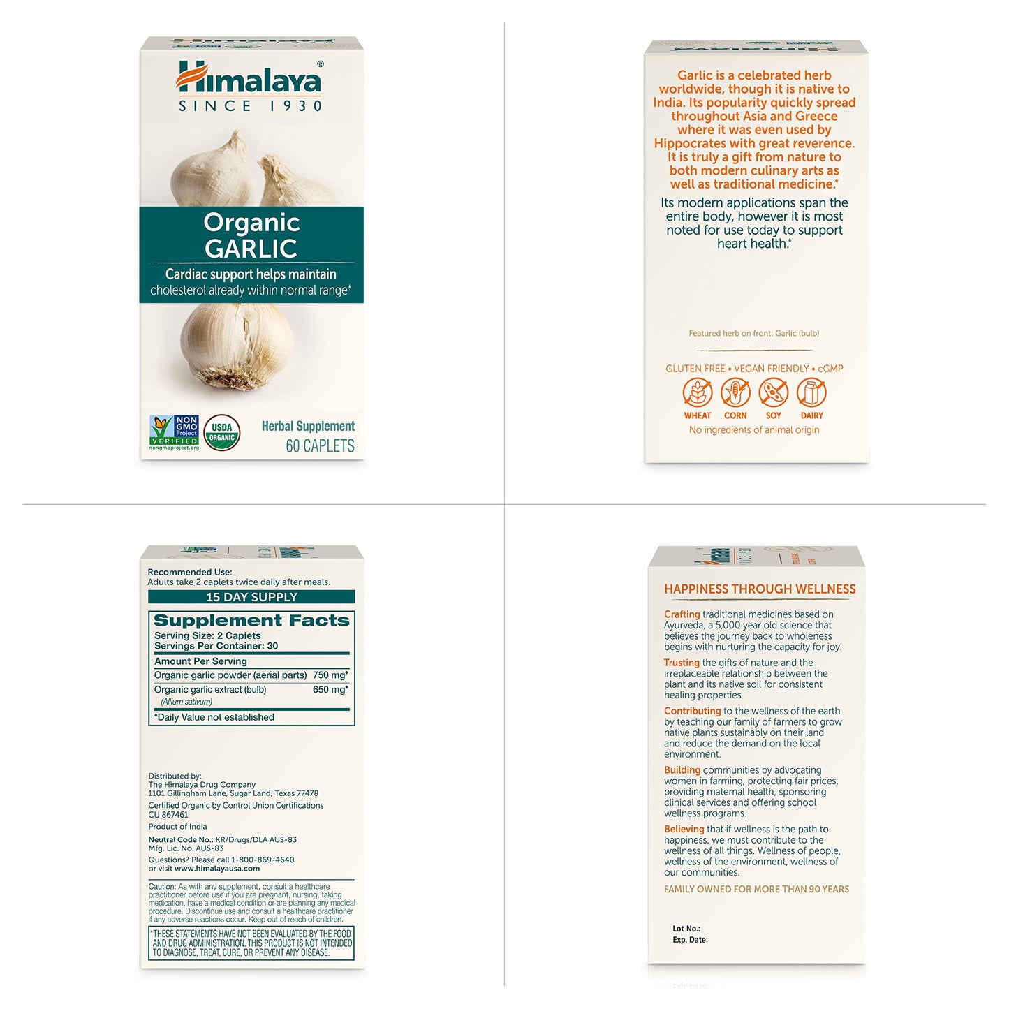 Himalaya USDA Organic Garlic Supplements Capsule 60 Count