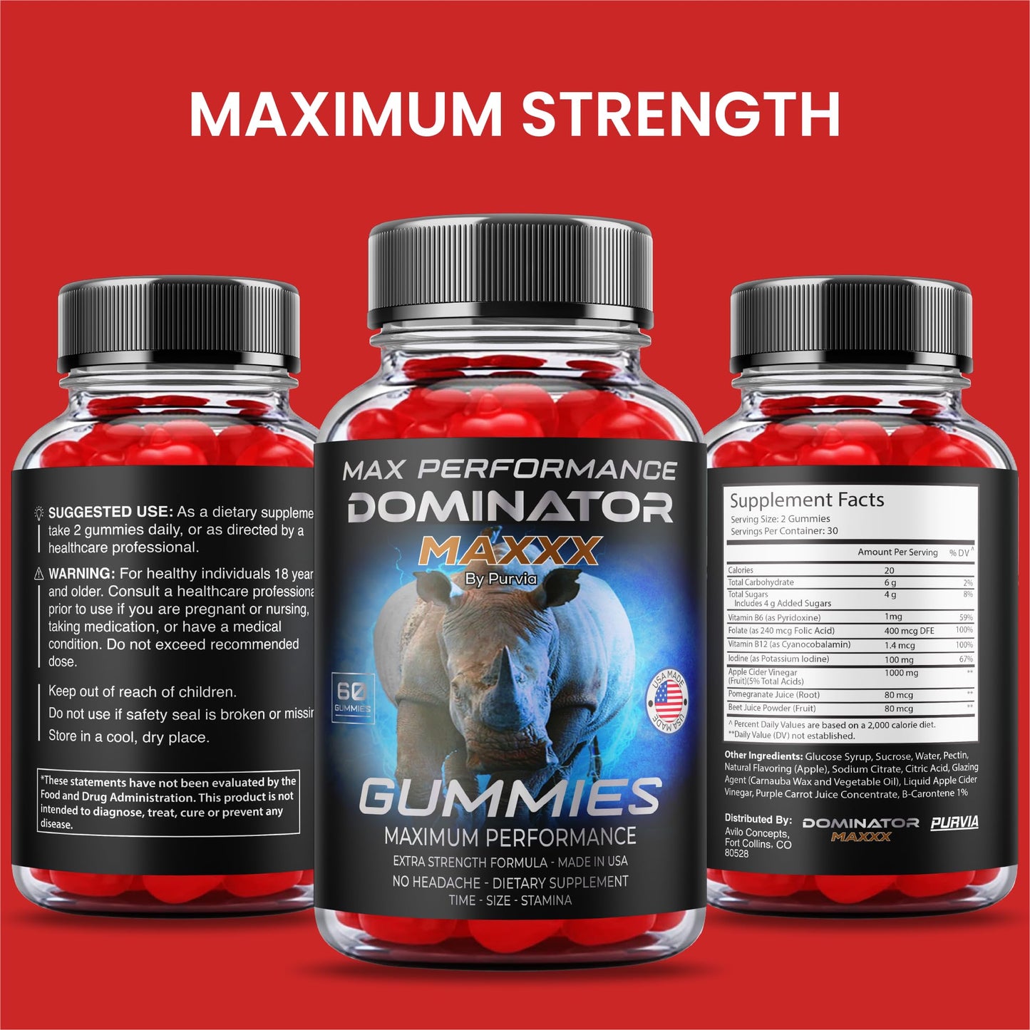 Purvia Dominator Max Gummies 300 Count